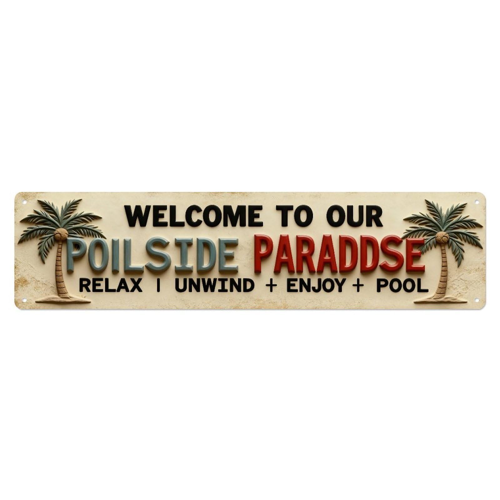 Welcome To Our Poolside Paradise Relax Unwind Enjoy Pool Tin Sign Vintage Metal Sign Home Bar Garden Indoor & Outdoor Wall Decor Retro Metal Poster 4x16 Inch