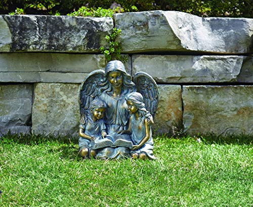Roman - Angel With Two Children Statue, 15.5" H, Garden Collection, Resin And Stone, Decorative, Gift, Home Outdoor And Indoor Decor, Durable, Long Lasting #TOP1