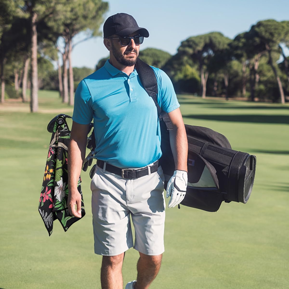 montela golf Towel Magnetic Golf Towel for Golf Bags with Clip for Men & Women，Microfiber Fabric Waffle Pattern Golf Towels for Strong Hold to Golf Carts or Clubs