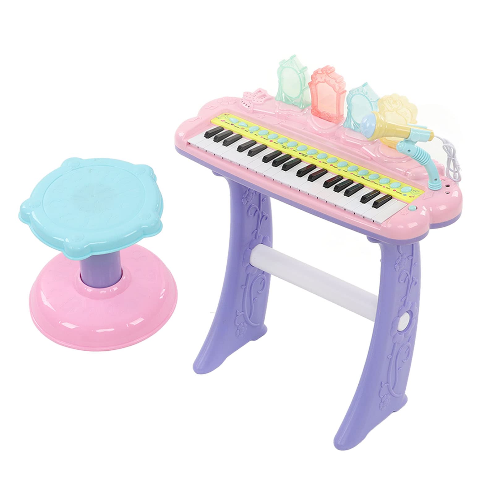 Strumento Musicale Portatile con Tastiera Elettronica per Pianoforte a 37 Tasti con Microfono per Bambini Che Imparano la Musica Rosa