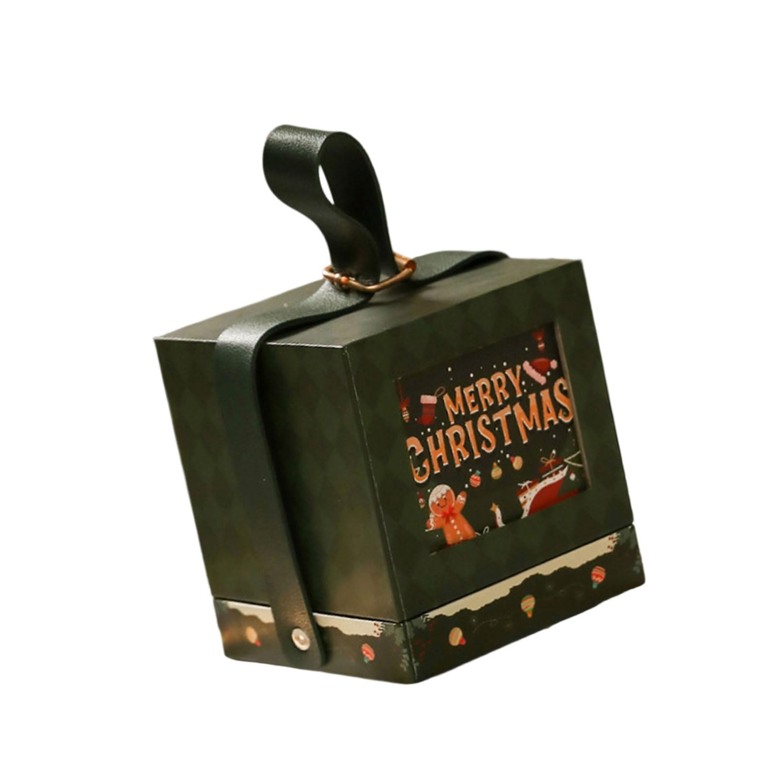 Linvimia C Decorative Holiday Storage Box With Portable Handle Suitable For Treats Toy And Elebration Hristmas Decorative Box
