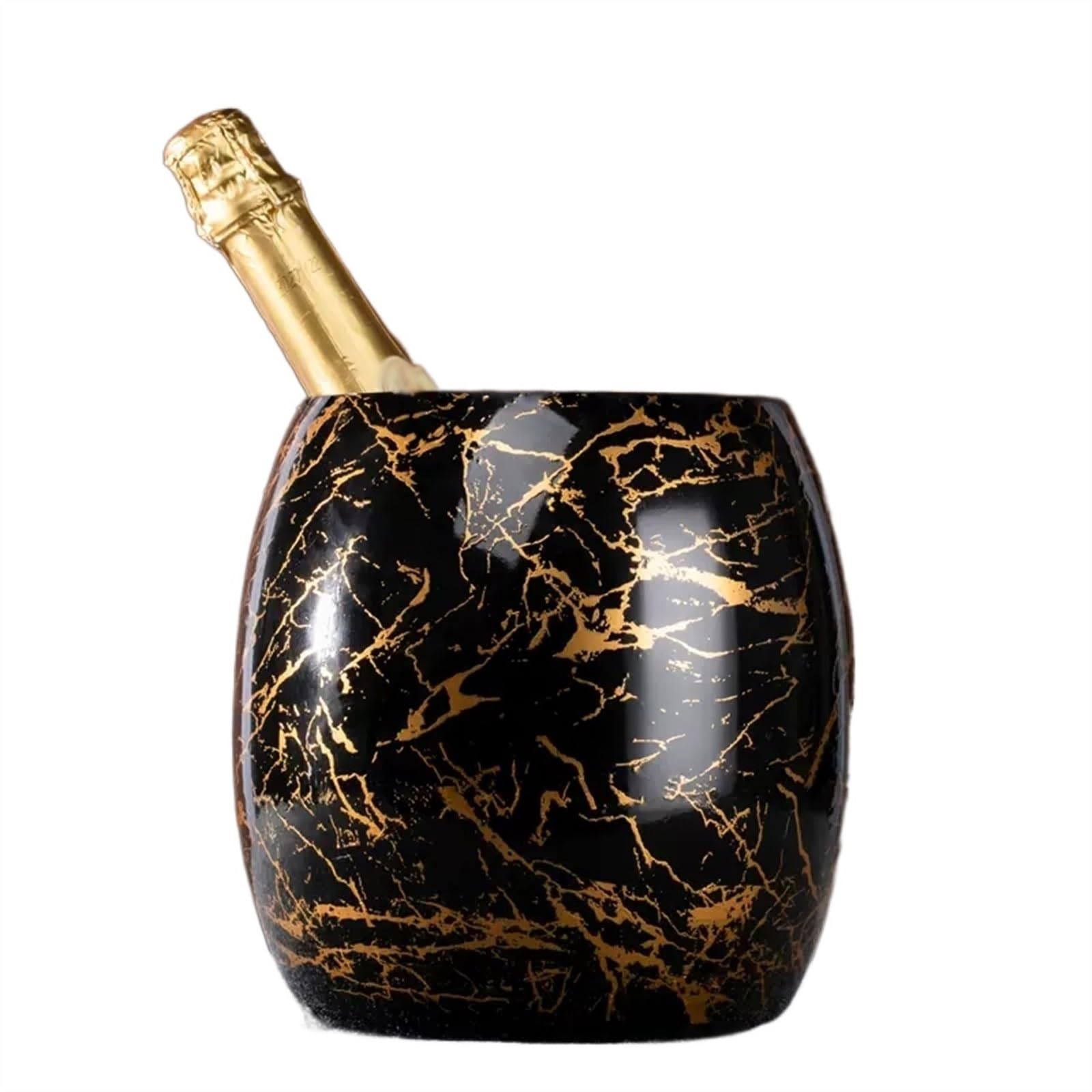 Vino Secchiello for Il Ghiaccio for in Acciaio Inossidabile da 3,6 Litri con Eleganti Motivi in ​​Marmo Ideale for Cocktail Bar, Feste, Vino Fresco, Champagne per Le Feste(Nero)