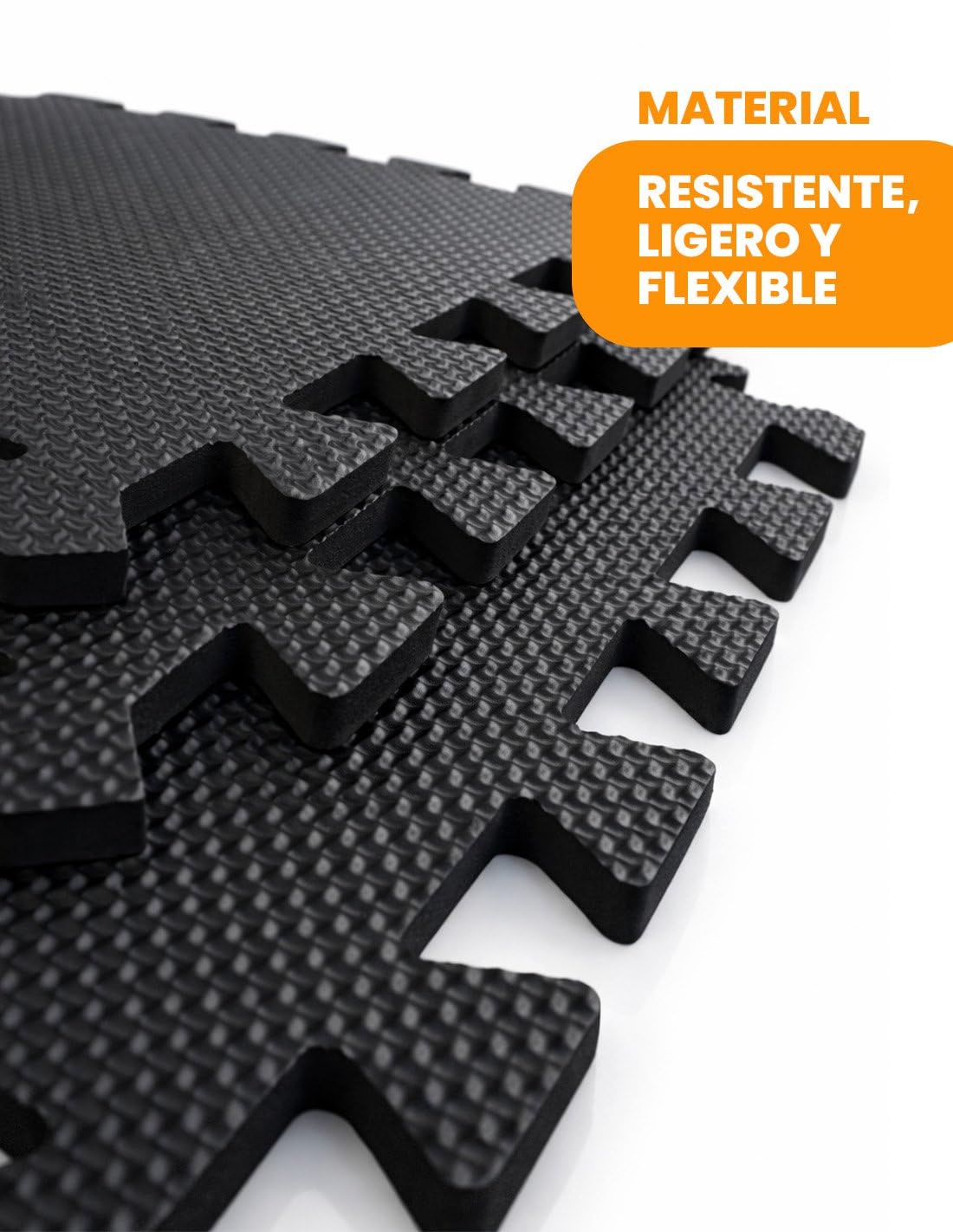 JARDIN202 - Esterilla Puzzle para Suelos de Gimnasio y Fitness | Protección de Goma Espuma, Tatami Puzzle Expandible 30x30cm (10mm) | 36 Uds | 3,24 m² (Negro) - 5