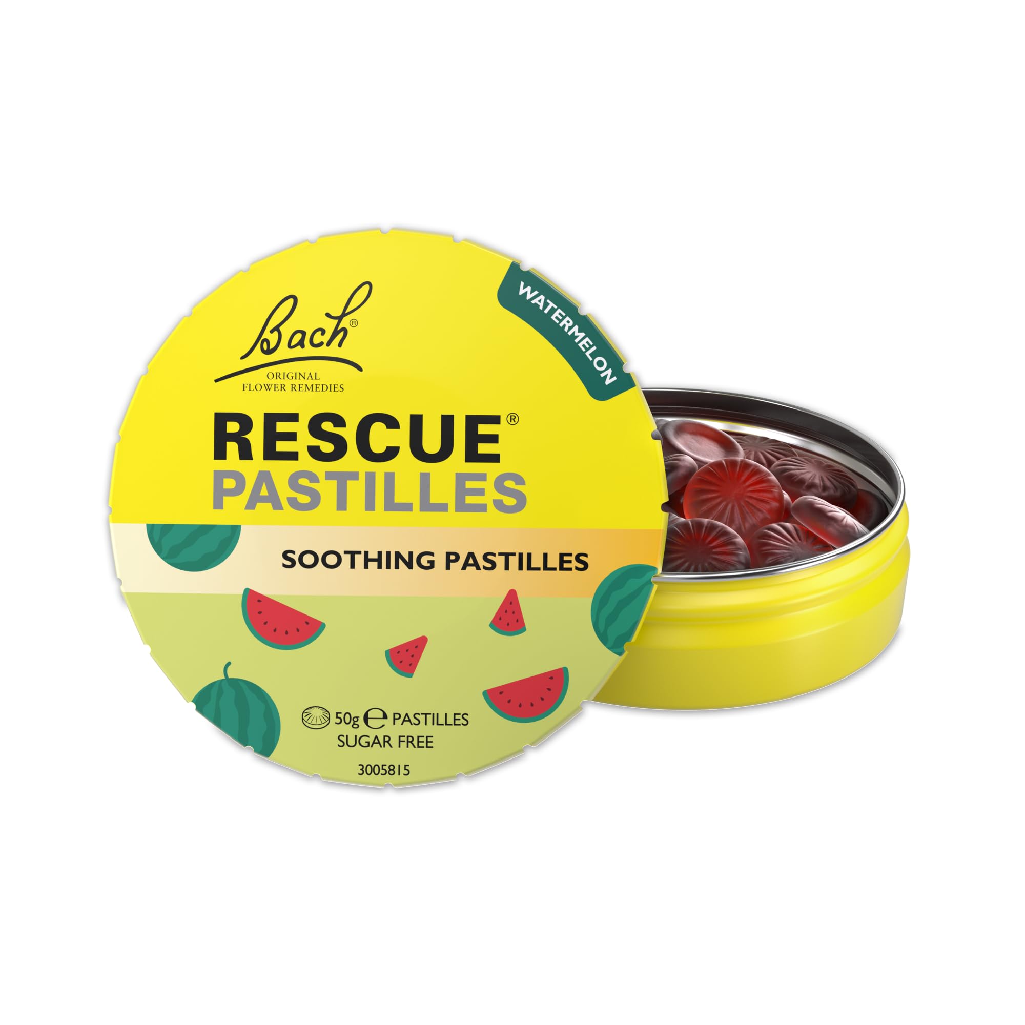 Rescue Remedy Pastilles | Watermelon Flavoured | Daily Support for Stressful Moments | Bach Original Flower Essences | Chewable Pastilles | 50g Travel Tin​