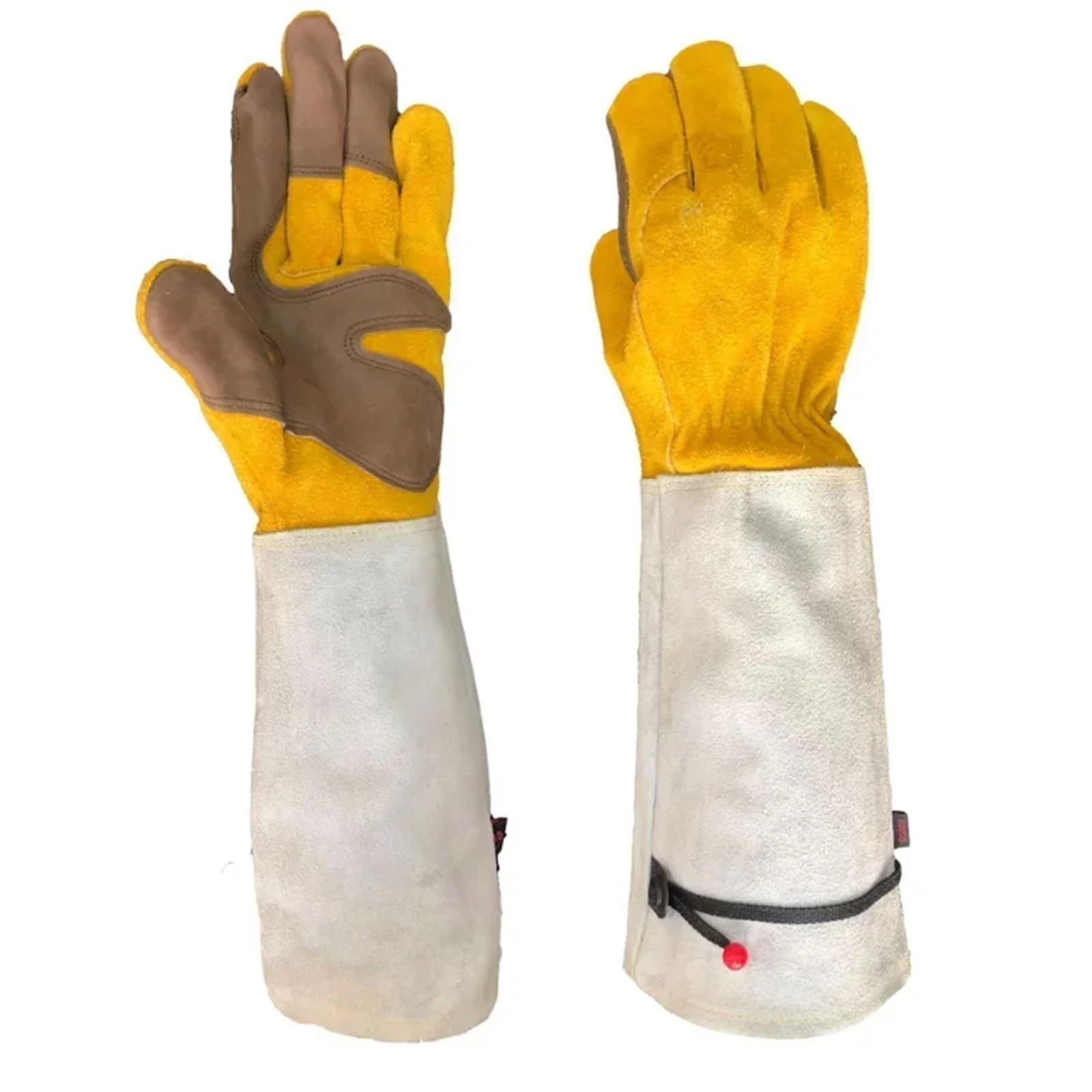 Générique 1 paire de gants à manches longues robustes et anti-épines for la taille des rosiers, le jardinage et les travaux de soudure(Yellow)