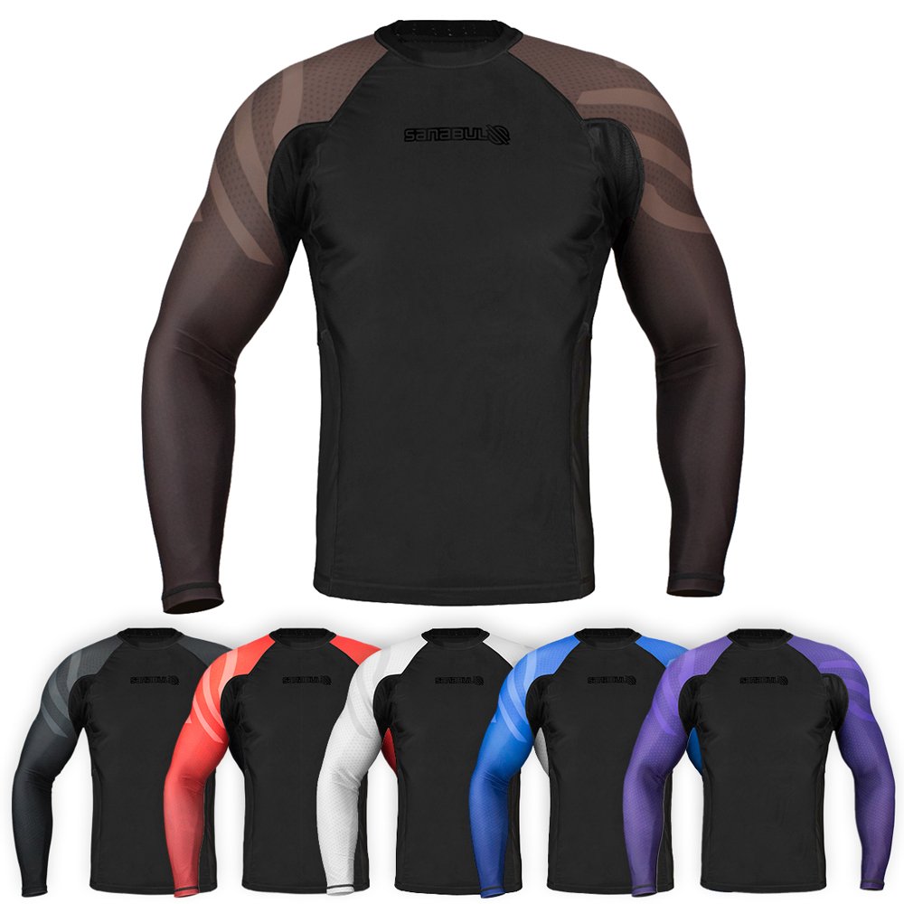 Sanabul Essentials Long Sleeve Compression MMA BJJ Wrestling Cross Training Rash Guard