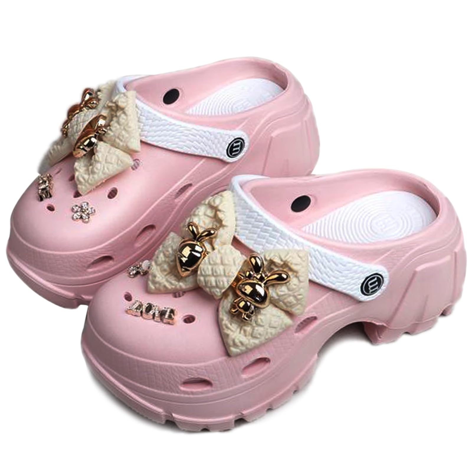 Sunporx Zuecos de plataforma para mujer, de plataforma alta, para jardÃn, para playa, antideslizantes, bonitos accesorios de lazo de moda, zuecos gruesos