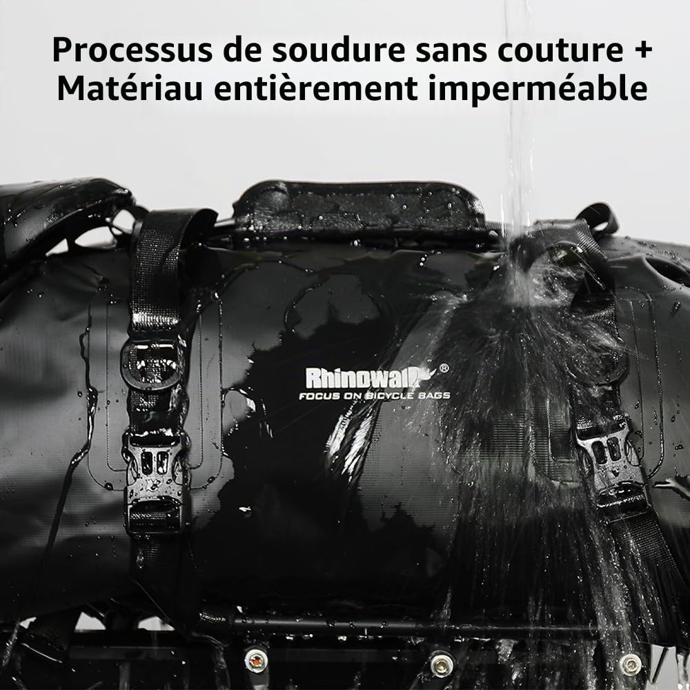 Rhinowalk Sacoche arrière étanche 20 l pour moto et vélo - Sac à bandoulière - Bagage de voyage pour les randonnées en plein air