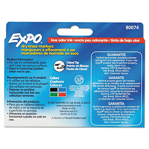 EXPO Low Odor Dry Erase Markers, Chisel Tip, Basic Assorted, 4 pk - image 7