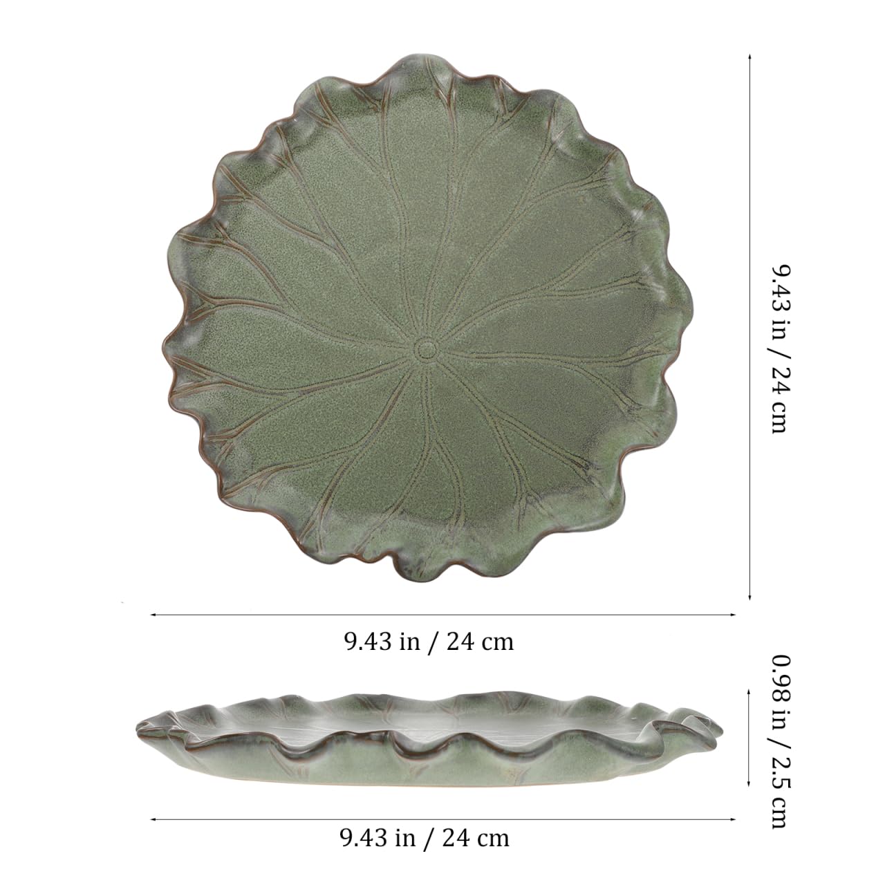 Bandeja para Macetas de Cerámica en Forma de Hoja de Loto, Plato Decorativo para Bonsái, Suculentas y Plantas, Base de Drenaje Antideslizante y Elegante para Jardín, Interior y Balcón