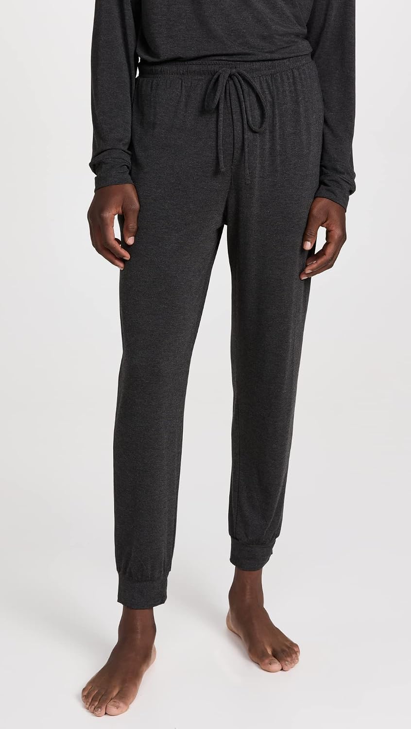Eberjey Men's Henry Modal Long PJ Set, Charcoal Heather, L