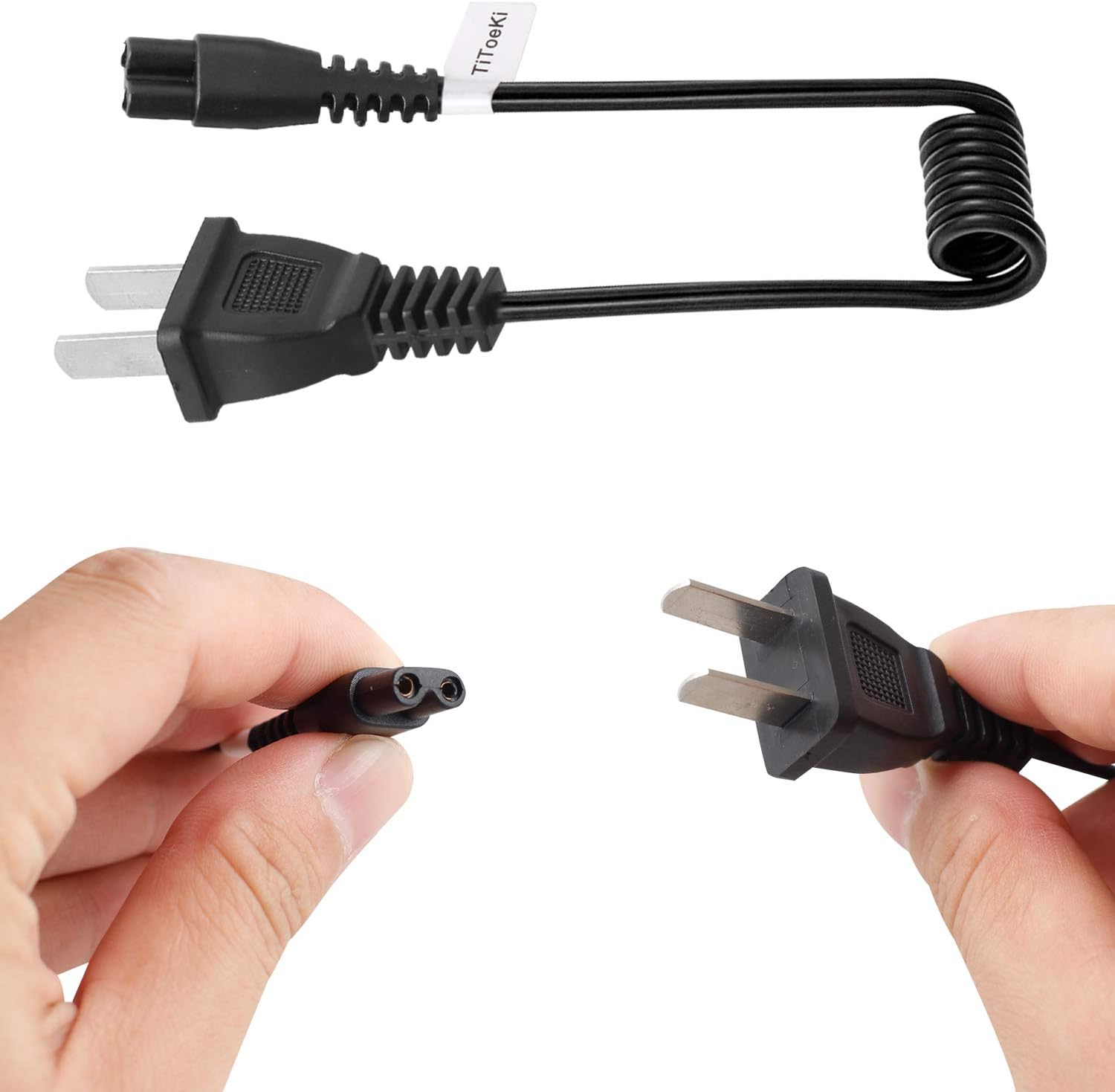 TiToeKi Stun Gun Charger Cord for VIPERTEK VTS-T03, VTS-195; Police 305, Police 519, Police 928-58, Avenger, Guard Dog Security, Jolt, Stun Master, SABRE and Most Other Stun Guns （Expandable to 12inch