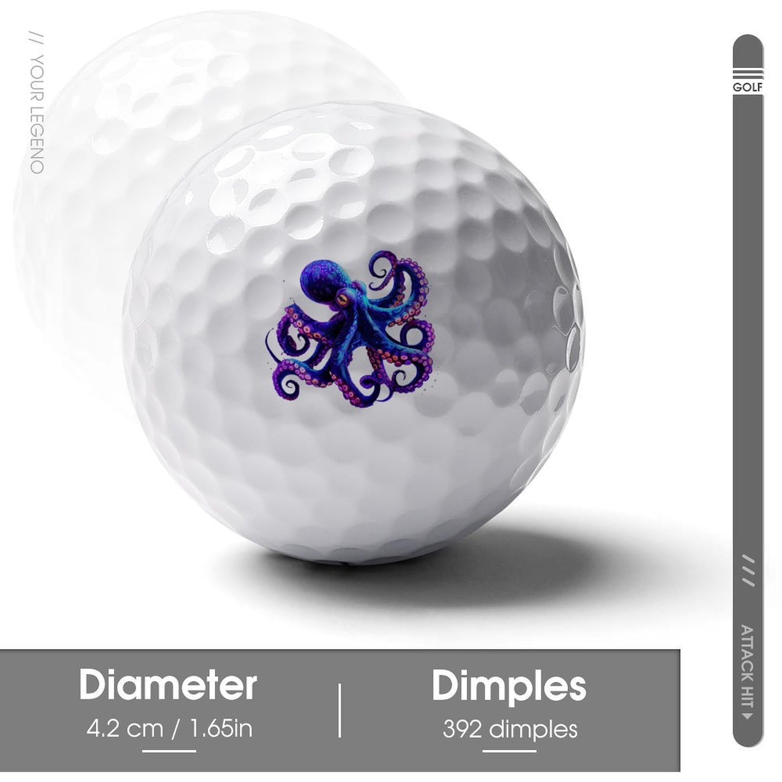 Octopus Personalized Golf Balls Funny Long Distance Practice Golf Ball for Men Women Backyard
