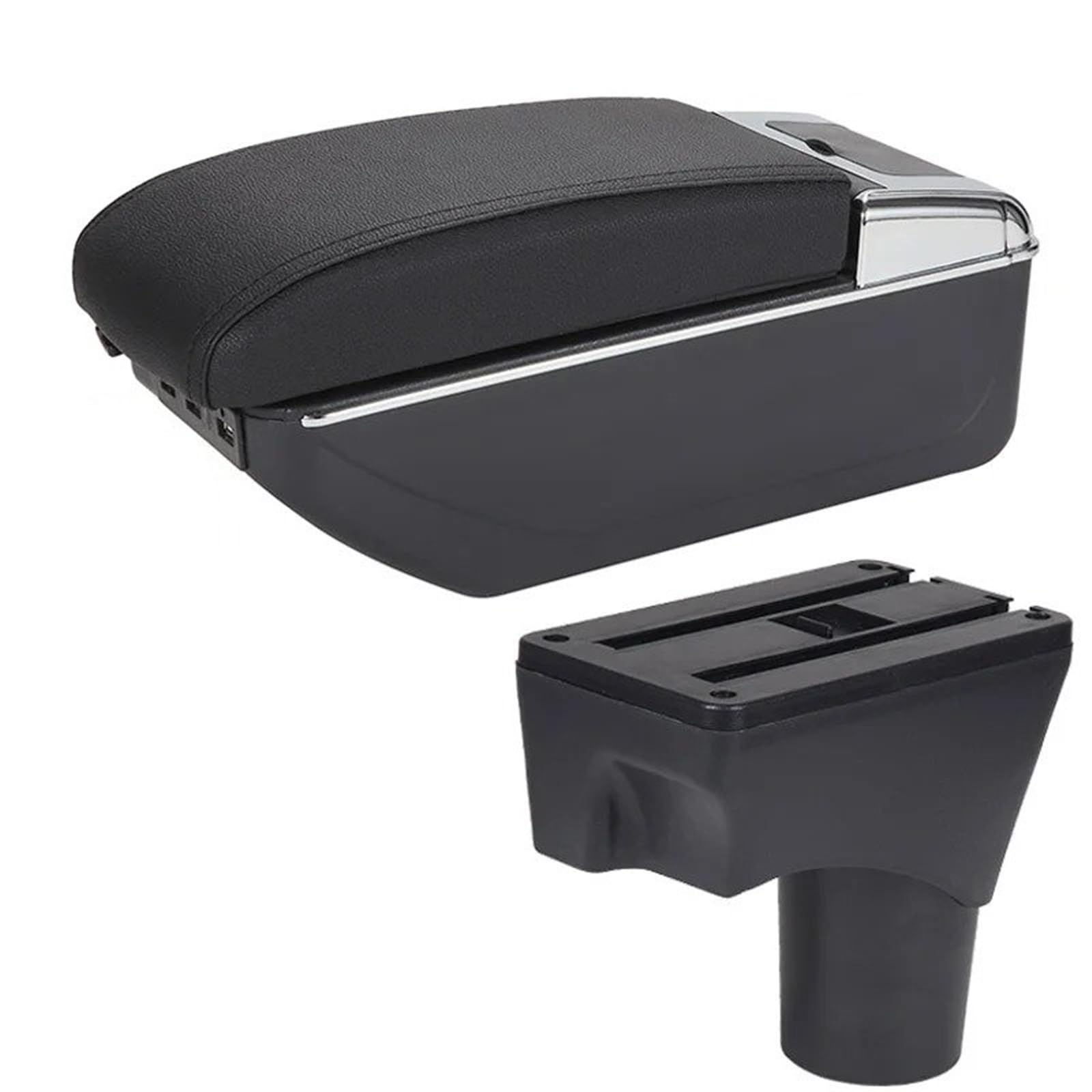 Hguvsjd Armrest Box For Nissan For March For Micra K13 For Sunny 2010-2022 Armrest Storage Box Retrofit Parts Accessories Car Armrests(A Black line 7USB)