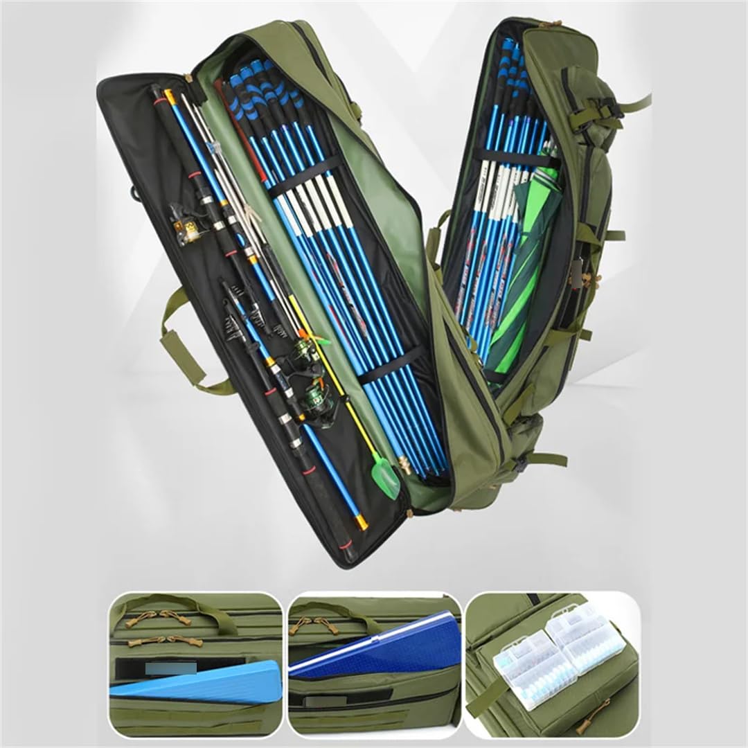 Suwequest Borsa per canna da pesca allargata portatile Borsa da pesca impermeabile Borsa da pesca multifunzione Grande capacità all'aperto Borsa da pesca per canna da mare, cachi 80 cm