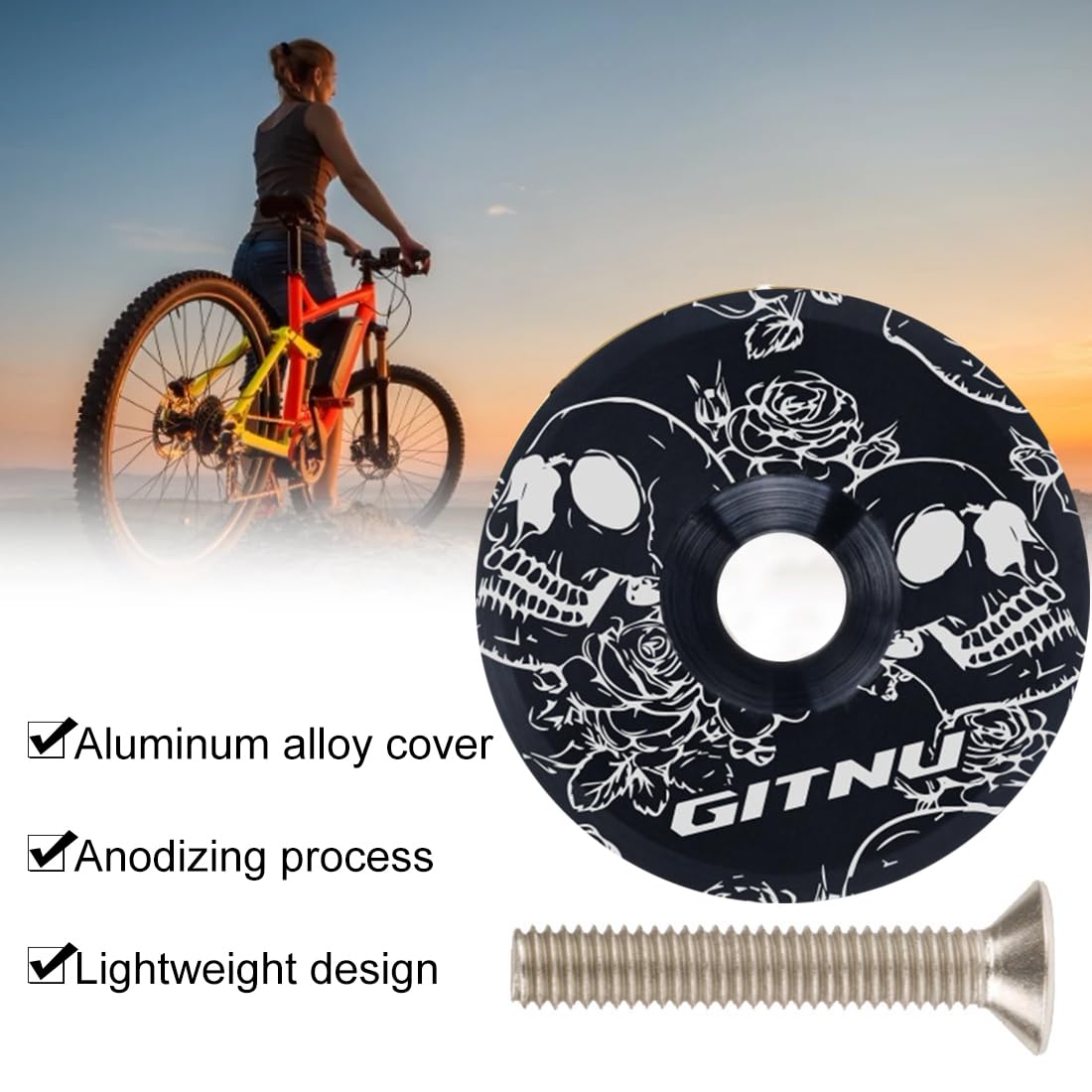 (1 pz Copricuffia per Bicicletta, Copertura Anteriore Impermeabile per Bicicletta, Copertura Superiore per Mountain Bike in Alluminio, Accessori per Mountain Bike e Bici da Strada
