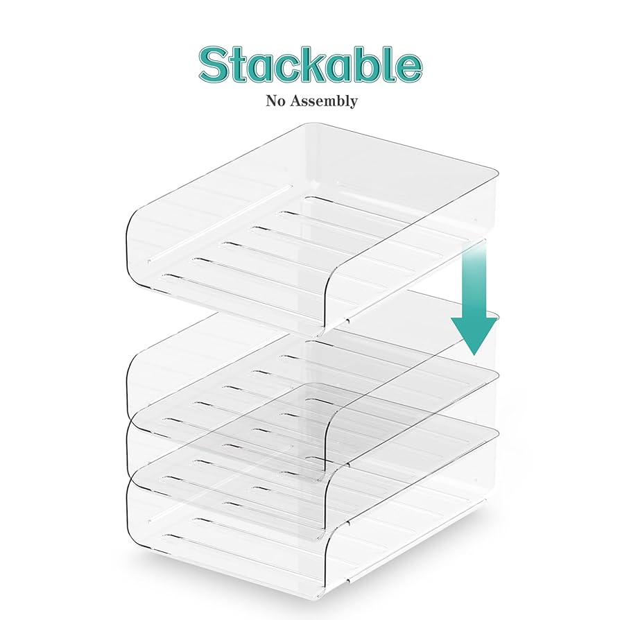 Stackable Clear Paper Trays Holder - Purilit Design Desktop