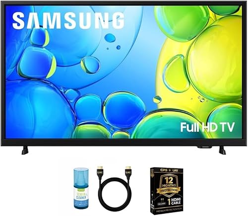 Samsung Paquete de TV LED inteligente de 32 pulgadas, Full HD 1080p, HDR, Bluetooth, con protección CPS de 12 meses, cable HDMI auxiliar y limpieza