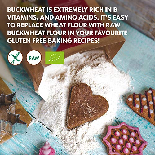 LOOV rohes Bio Buchweizenmehl, 1 kg, glutenfreies Mehl, nicht wärmebehandelt, alle Nährstoffe konserviert, köstlich nussiger Geschmack, Bio-Anbau im nordischen Klima, ohne Gentechnik