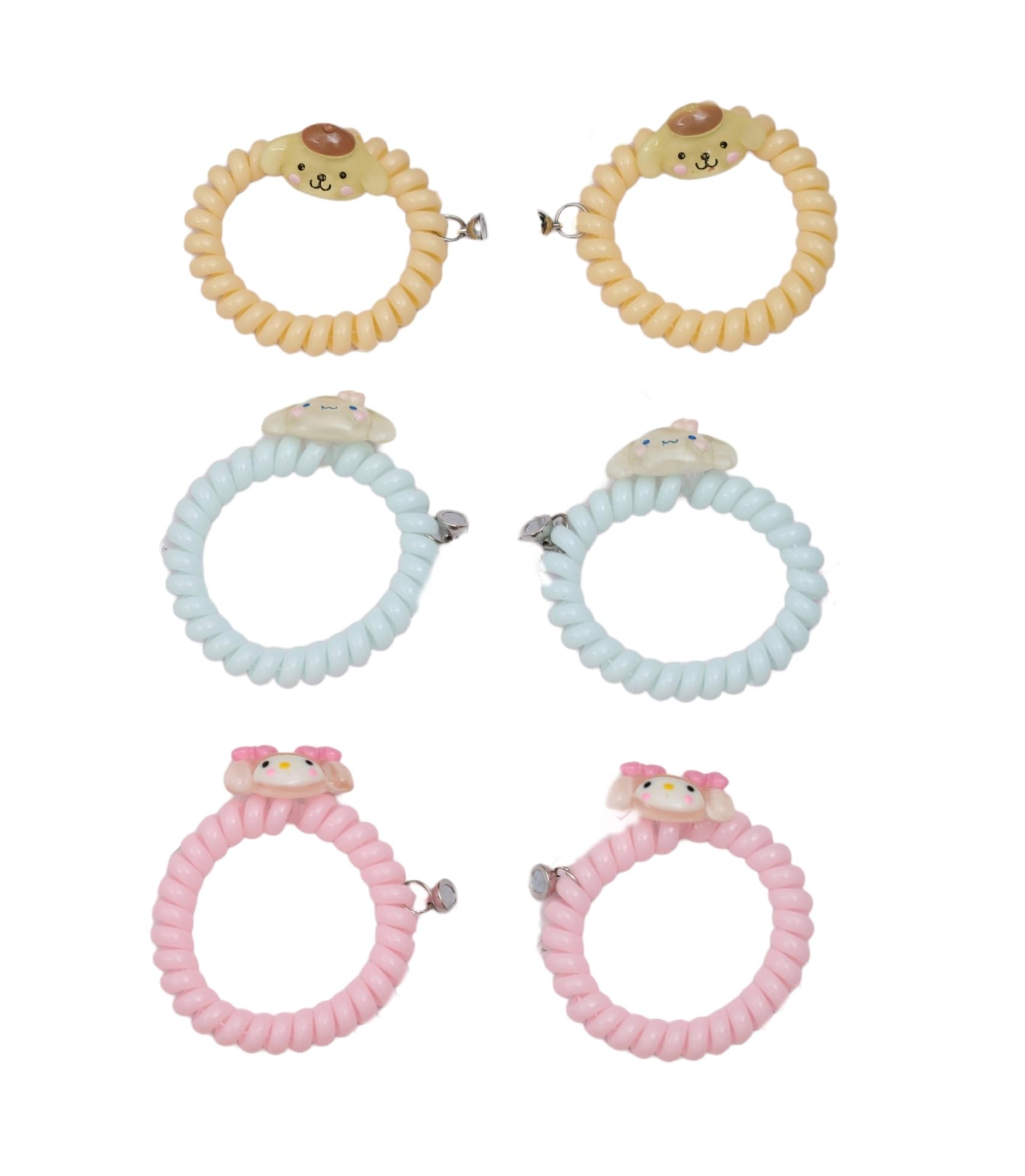yellow bee Spiral Rubber Bands with Pendants and Magnet Pack of 6- Multi-picture-15