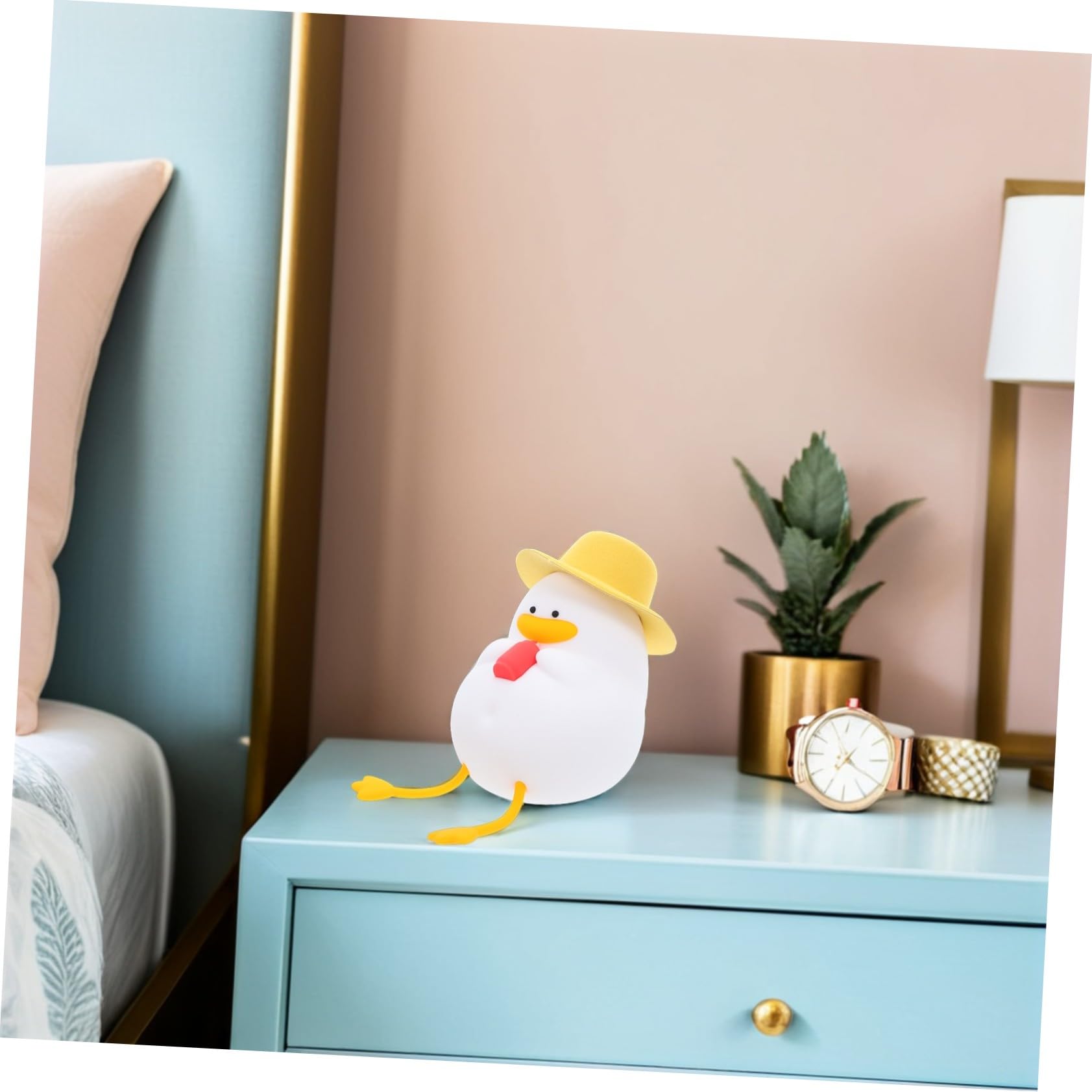 Holibanna Lámpara de Noche para Dormitorio Luz Decorativa de Noche Forma de Pato para Bebés y Niños Iluminación Suave, Diseño Portátil y Material de Silicona Segura Guardería