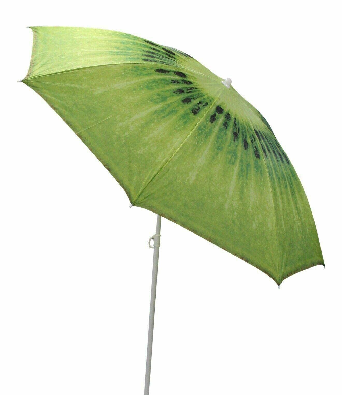 Vanilla Leisure Beach Parasol Umbrella with Adjustable Tilt & Height 1.3-1.8m – Kiwi Design Sun Shade for Beach, Garden, Camping & Patio – Lightweight Portable Outdoor Umbrella UV Shelter