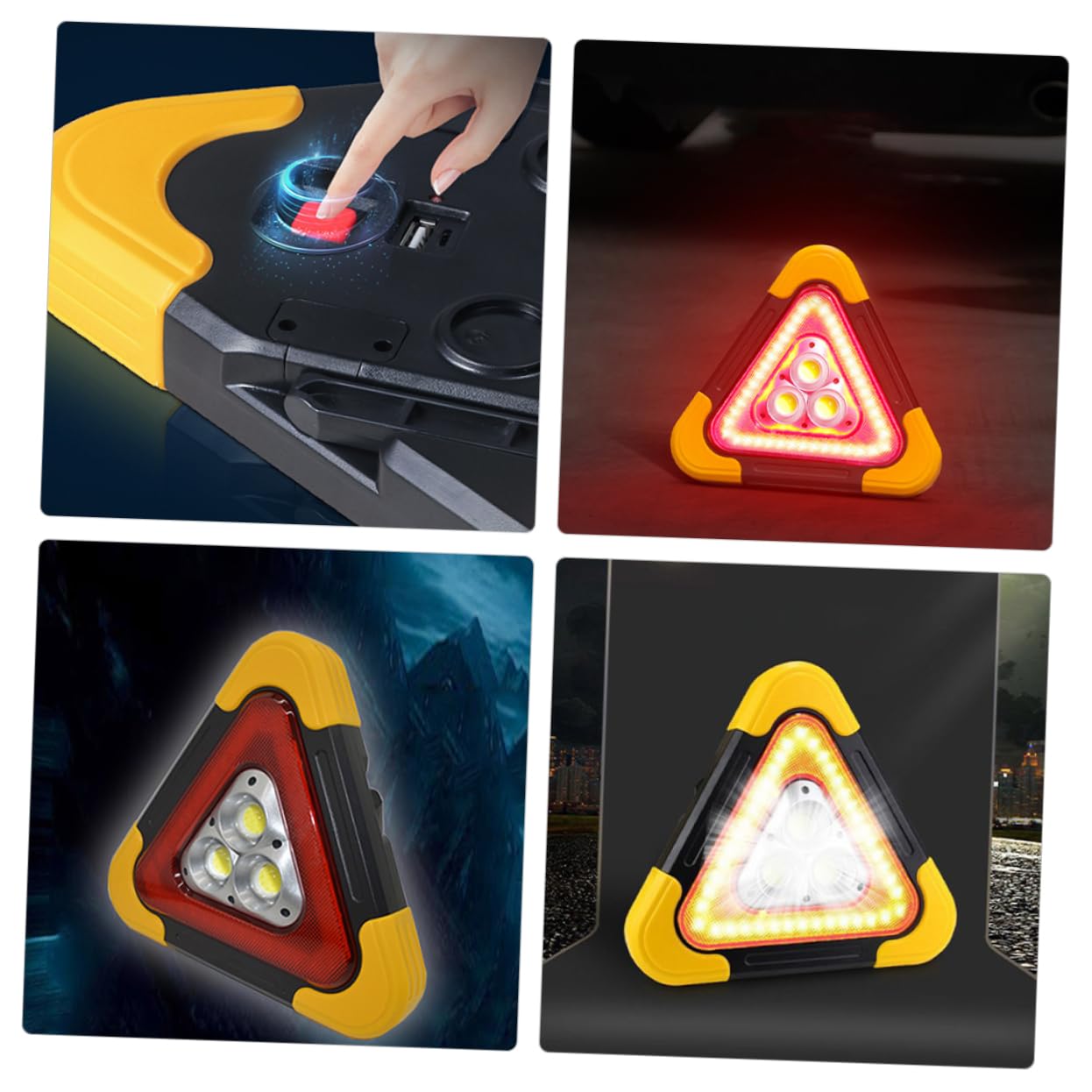 Luz de Emergencia para Coche Triángulo de Emergencia Portátil LED, Señalización Vial ABS, para Avería y Asistencia