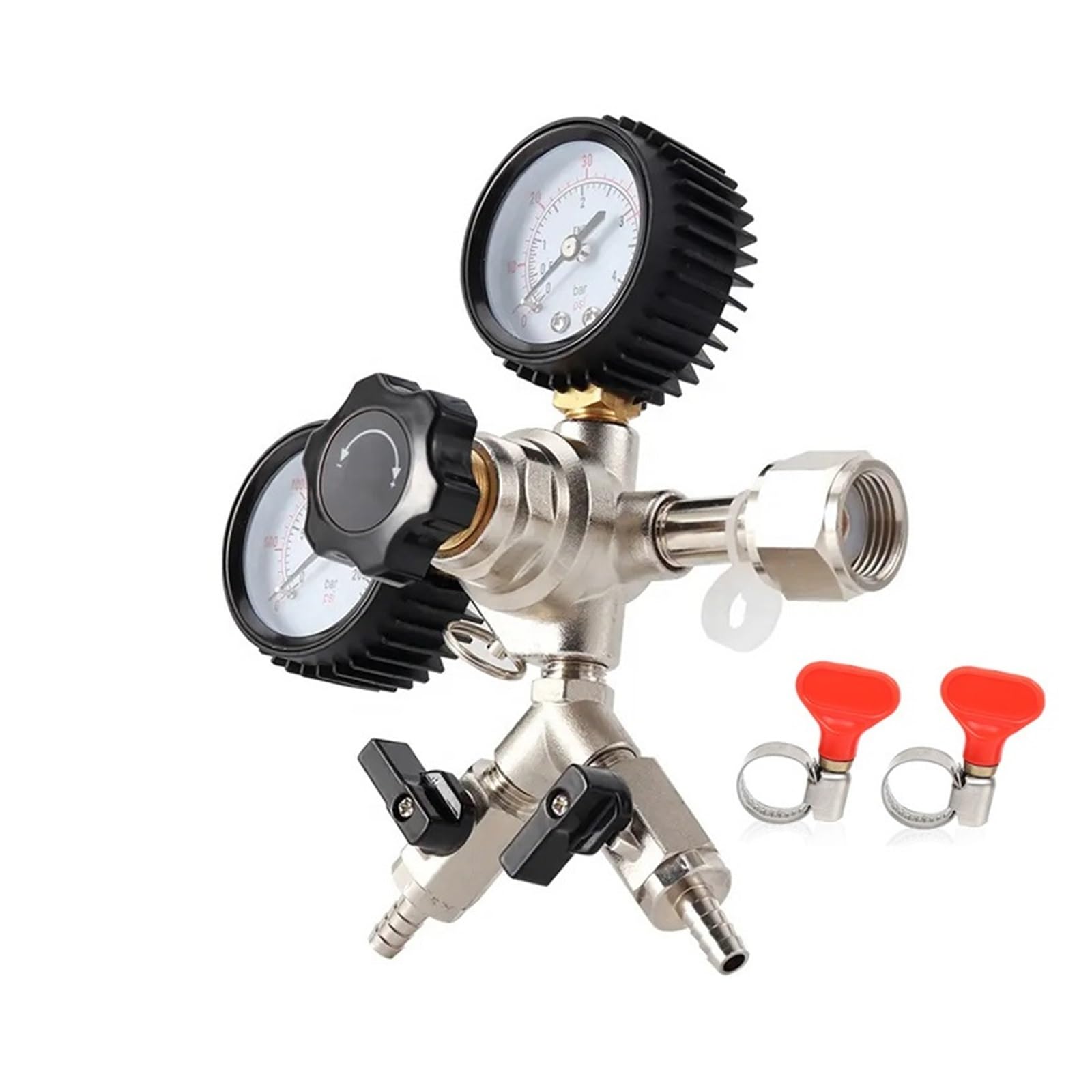 Regulator CO2, W21.8 Podwójny regulator Co2 z zaworem zwrotnym, 0~3000 psi, 60 domowego warzenia piwa