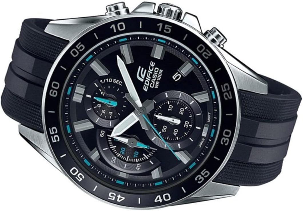 Casio Edifice Men's Quartz Watch, Black/Turquoise, Strap