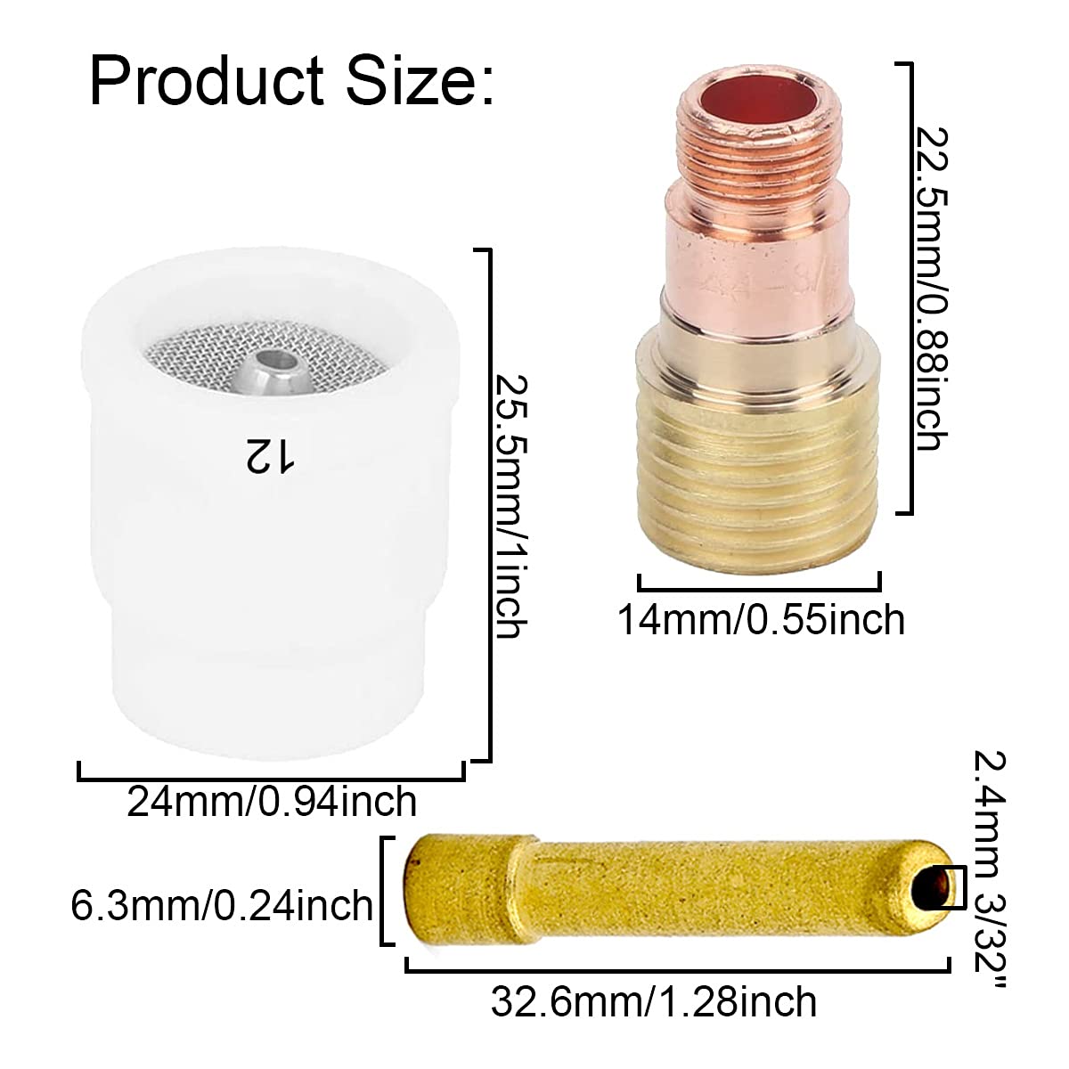 EATBALE 4Pcs Ceramic Welding Cup Set #12 White for TIG Welding Cup with Collets Collet Bodies for WP‑17/18/26 - Image 2