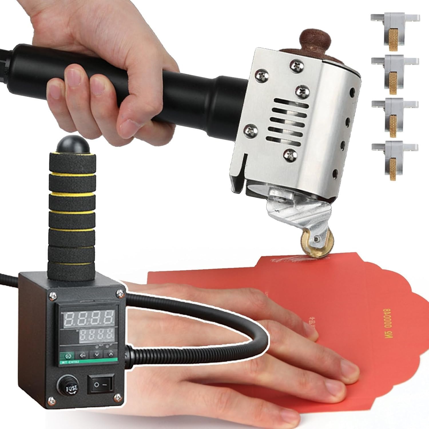 TYYMLY Commercial Hot Melt Glue Roller,Hand Push Hot Melt Adhesive Roller Gluer Machine with Glue Coating Heads,for Packaging and Leather Goods Bonding(150ml 30mm)