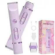 Bikini Trimmer for Women,2 in 1 Dual Head Bikini Shaver,Waterproof & Painless Electric Razors for Pubic Hair(Upgraded,Light Purple)