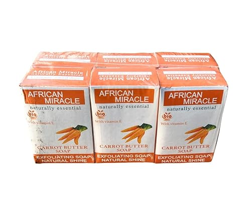 Mantequilla de zanahoria milagrosa africana con vitamina E jabón facial y corporal 7.05 oz 6 paquetes