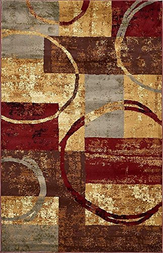 Unique Loom Barista Collection Modern, Abstract, Vintage, Distressed, Urban, Geometric, Rustic, Warm Colors Area Rug (5' 0 X 8' 0 Rectangular, Multi/Beige) #TOP10