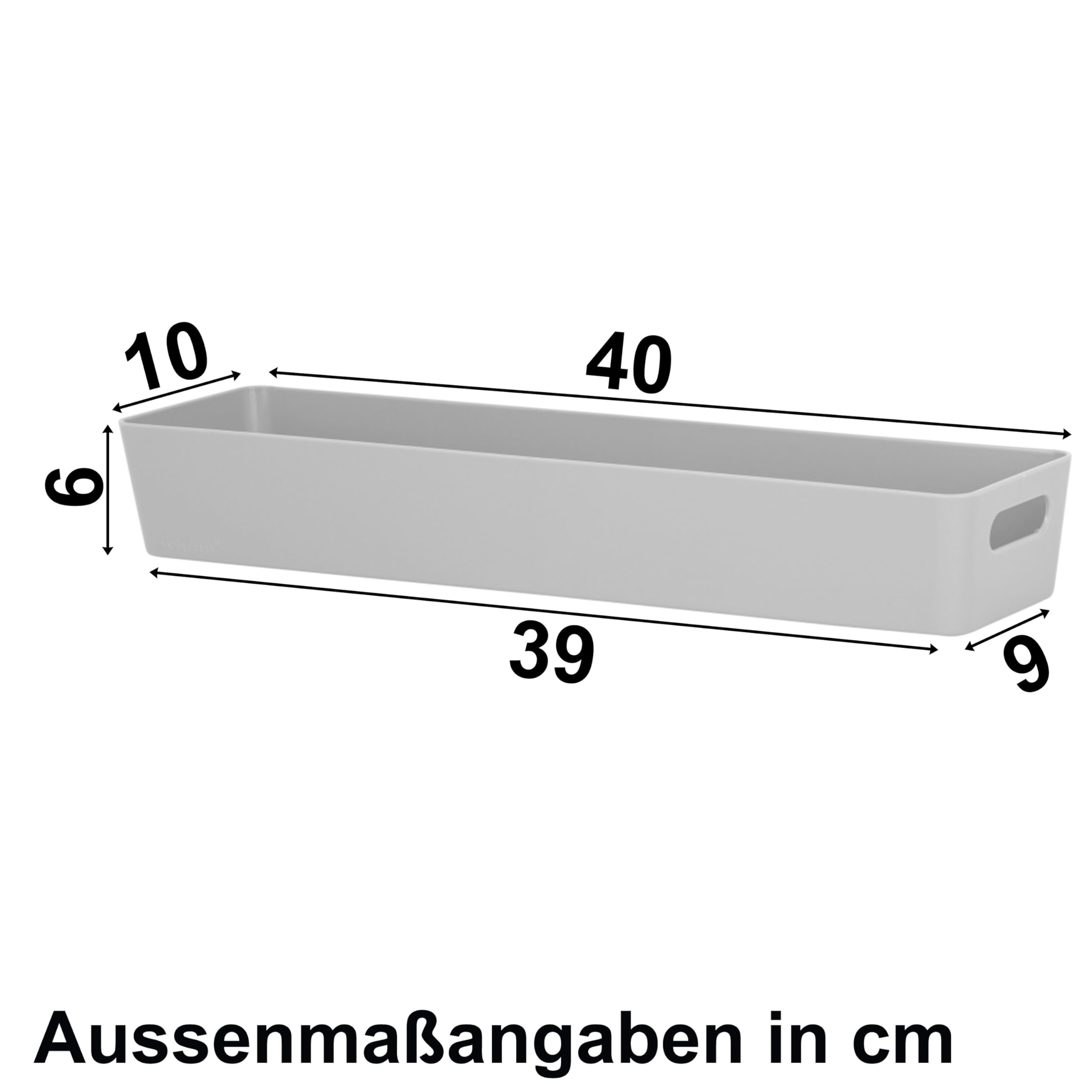 3x Ordnungsboxen - 6 cm hoch - GRAU - 40x10x6cm - 2 Liter - Ordnungskorb - Schubladenorganizer Schublade - Organizerbox - Ordnungssystem Kunststoff - Aufbewahrung Bad Korb Schrank Schreibtisch Kiste