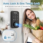 Serrure de porte à empreinte digitale intelligente avec entrée sans clé, antivol électronique deadbolt pour porte avant – Contrôle de l'application, auto-lock, IP56 imperméable pour l'hiver, DIY Installation, Clés de sauvegarde, Noir mat