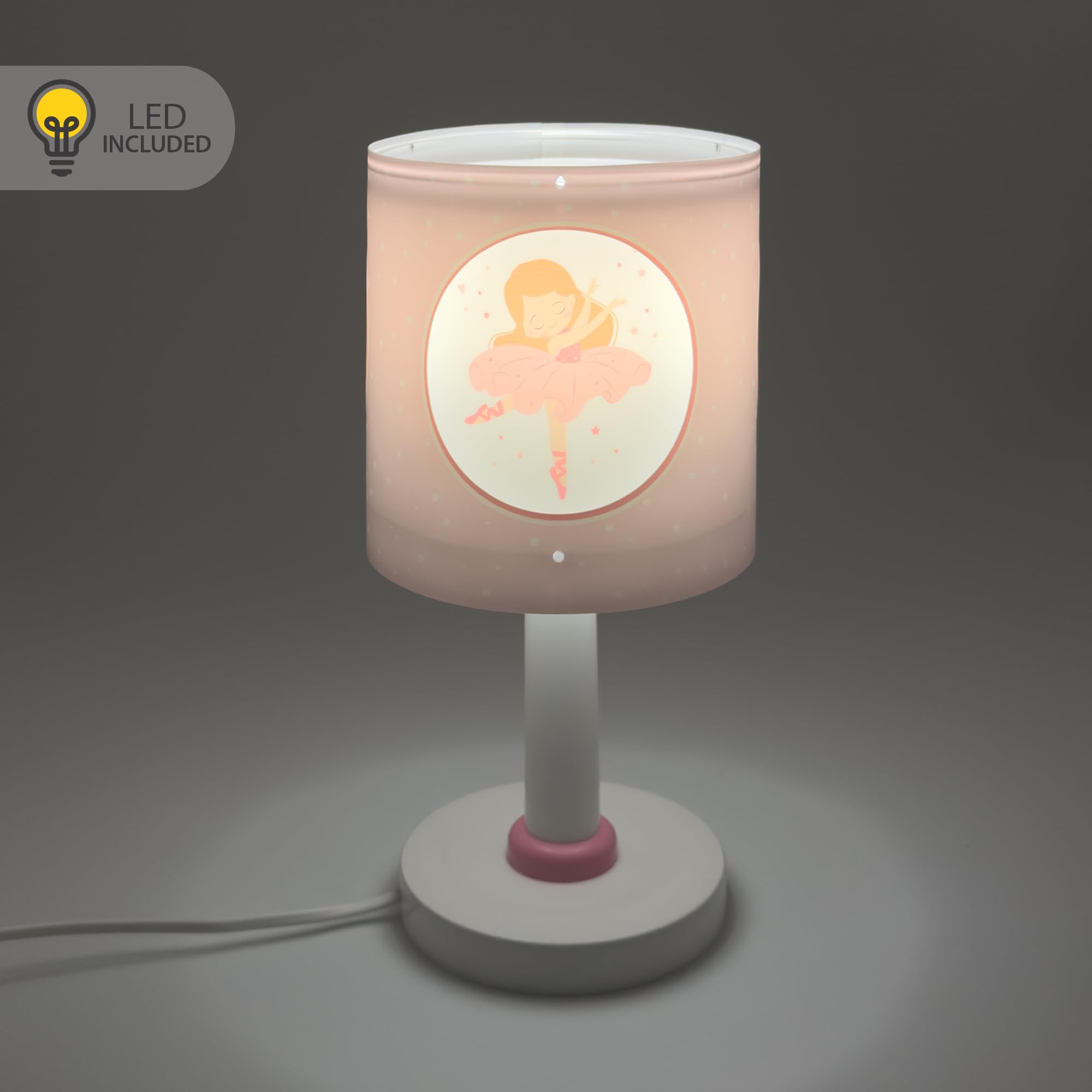 Dalber Luz Quitamiedos Infantil Bailarinas Rosa 60911 G4 | Lámpara infantil de mesa o mesita; Princess Dance; G4 4W LED - Bombilla incluida; Luz Quitamiedos
