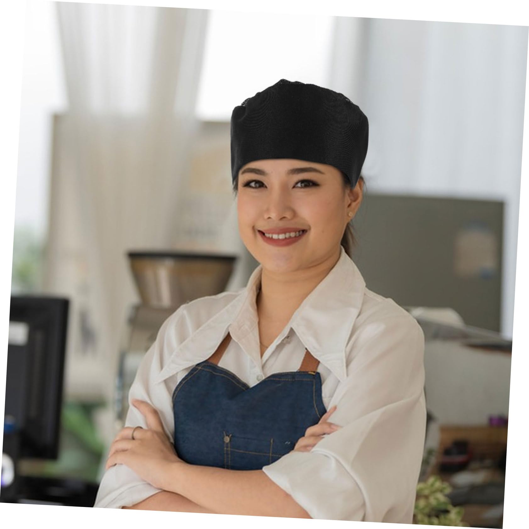 BESTYASH 4pcs Unisex Chef Hats with Mesh Top Breathable Cooking Caps for Men and Women for Kitchen Catering and Hotel Service Enhancing Professional Appearance Black