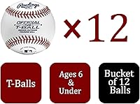 Vista 2 de Rawlings Official T-Balls TVB Youth/6u Bucket 12 Count Sponge Rubber Core Indoor/Outdoor White