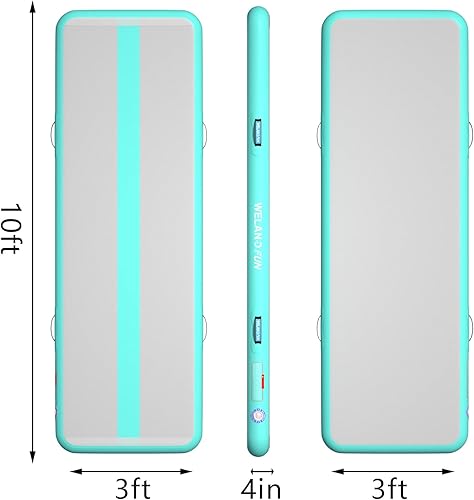 Miniatura 2 de Colchoneta inflable de gimnasia de 10131620 pies de grosor para uso domésticogimnasioyogaentrenamientoanimadoraexteriorplayaparque con bomba de aire