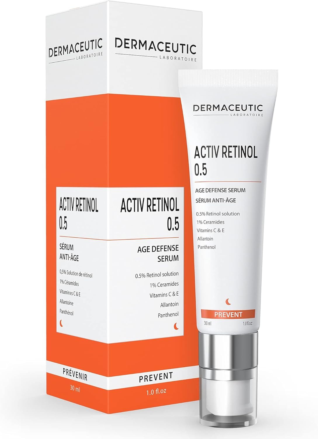 Dermaceutic Activ Retinol 0.5 – Siero al retinolo anti-​età intensità media – Siero per il viso con vitamine C/​E – 30 ml