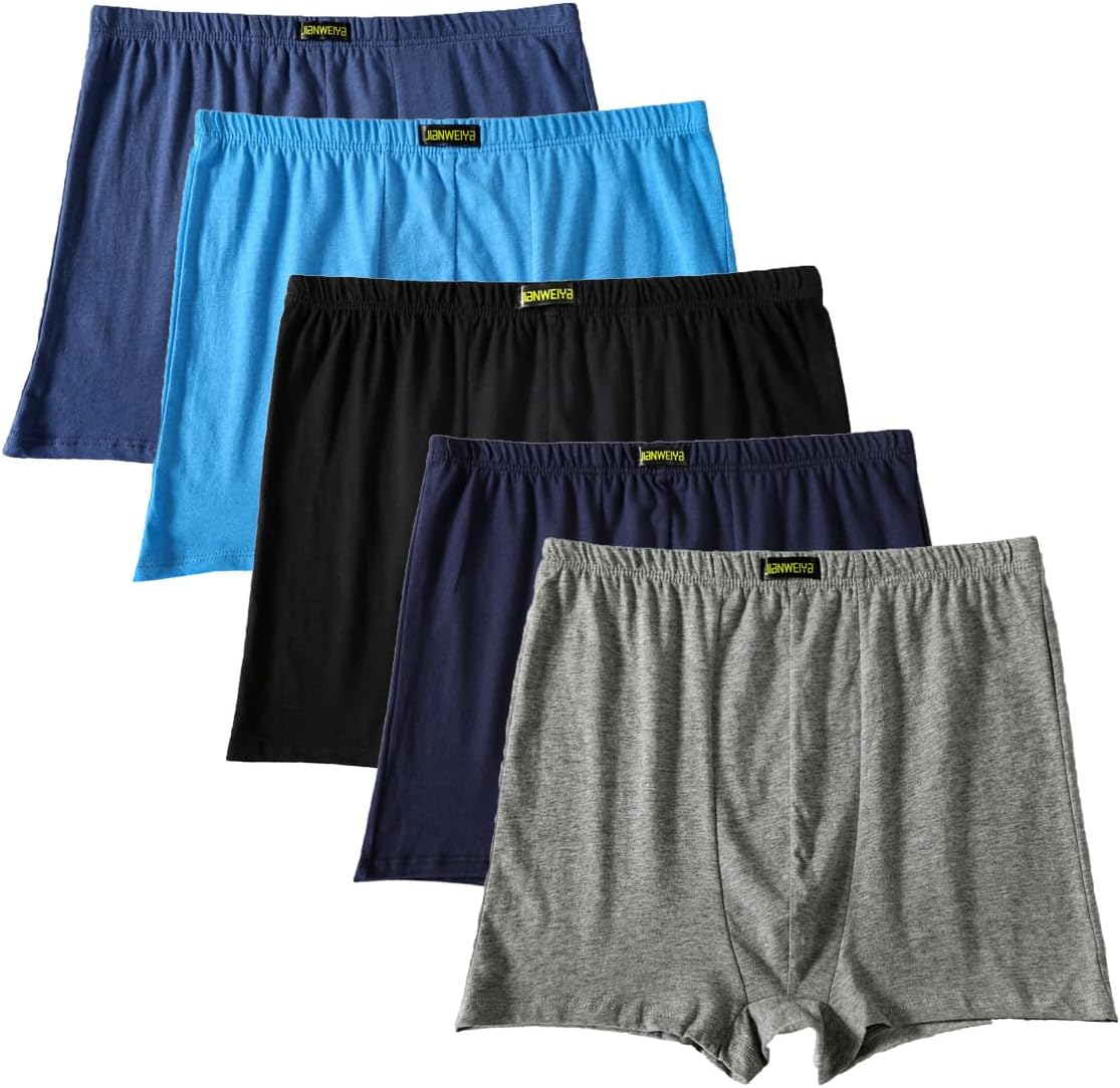 – 5 Pack Men's Boxer Shorts Underwear,Plus Size Cotton Boxer Brief, Classic Loose Fit Soft Stretchy Trunks with Pouch,S-3XL