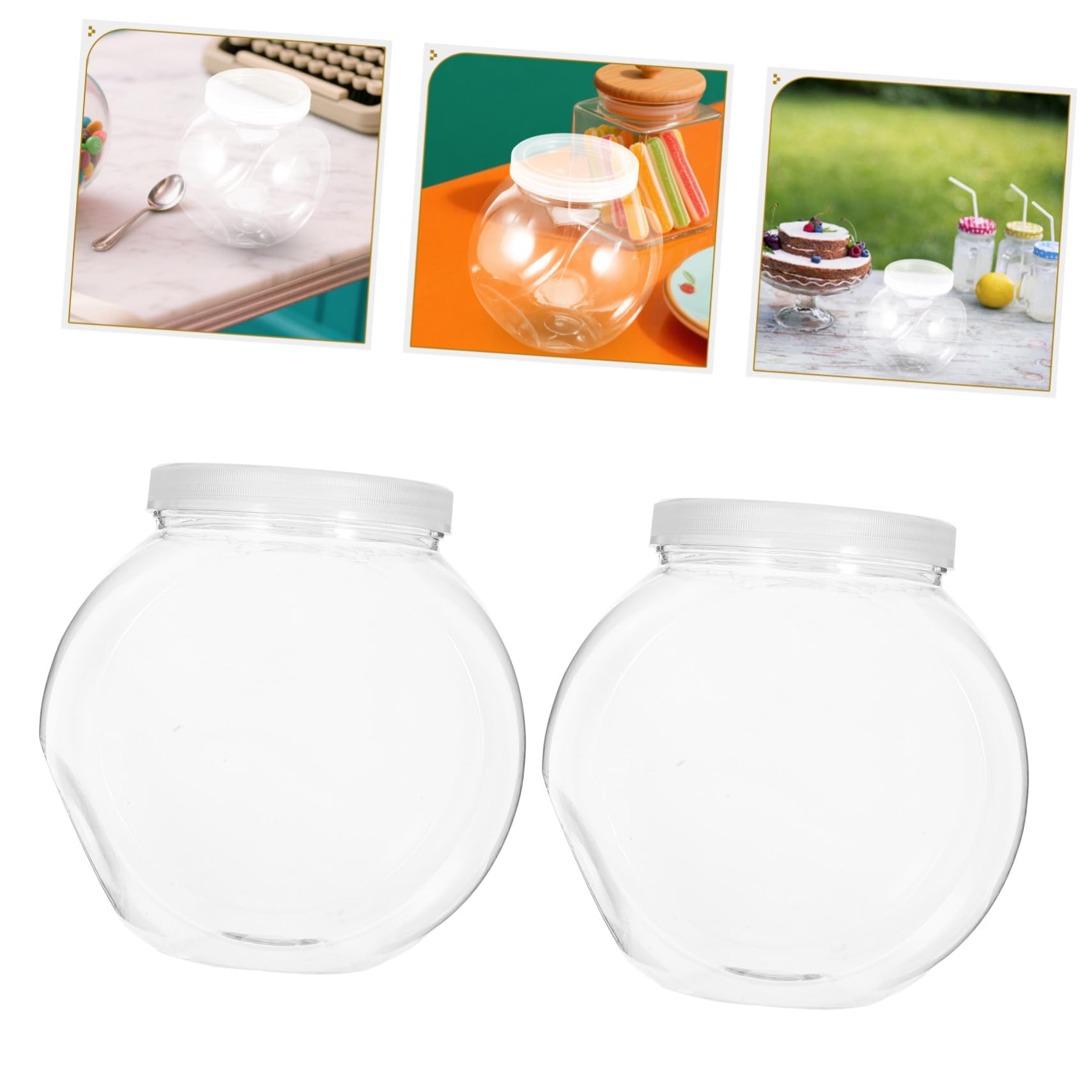 Cabilock Bocal à Bonbons en Plastique Transparent Rond 2100ml, Lot de 4 | Intérieur Lisse, Nettoyage Facile, Cuisine et Maison, Format Pratique pour Biscuits et Encas