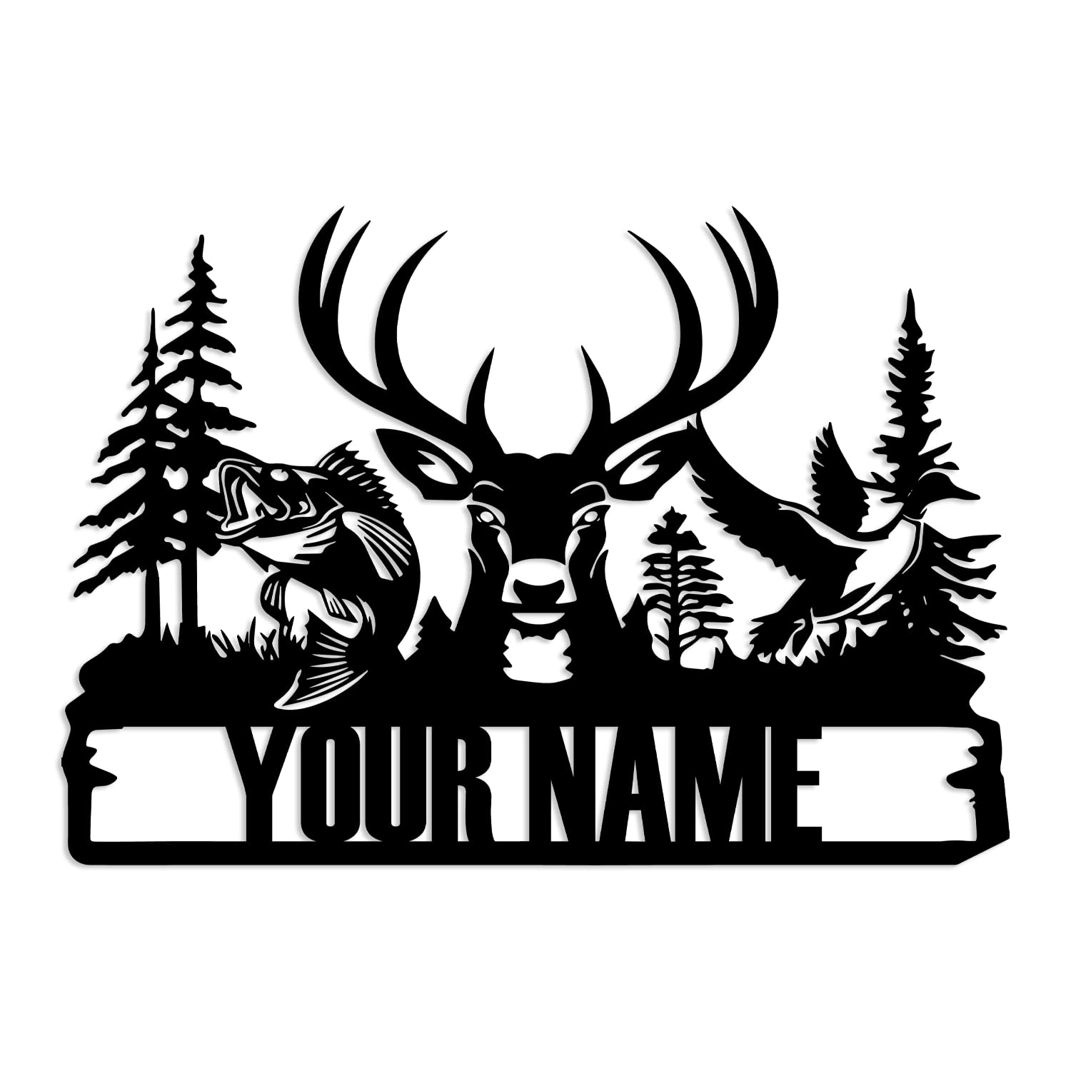 Kissesuu Deer H Custom Metal Deer Family Scene Outdoor Sign, Rustic Metal Wall Art, 12 Inches X 12 Inches, Decorative Signage