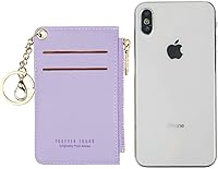 Vista 91 de Carteras pequeñas de cuero delgado para mujeres, tarjetero, cartera, monedero con llavero beige (B-Beige)