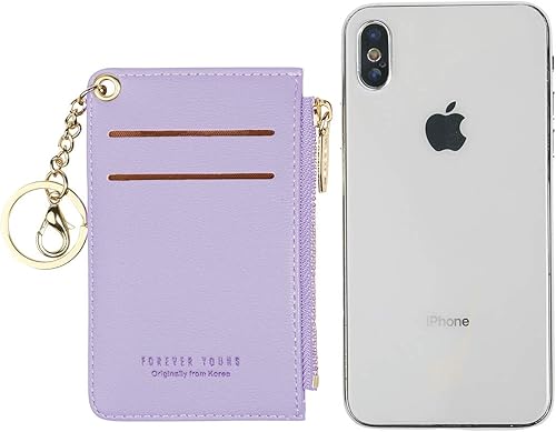 Miniatura 3 de Carteras pequeñas de cuero delgado para mujeres, tarjetero, cartera, monedero con llavero