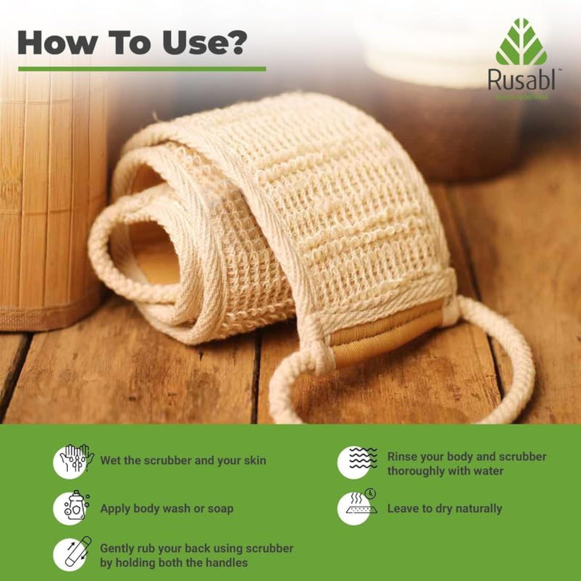 Ramie Body Back Scrubber for Cleansing, Pack of 1