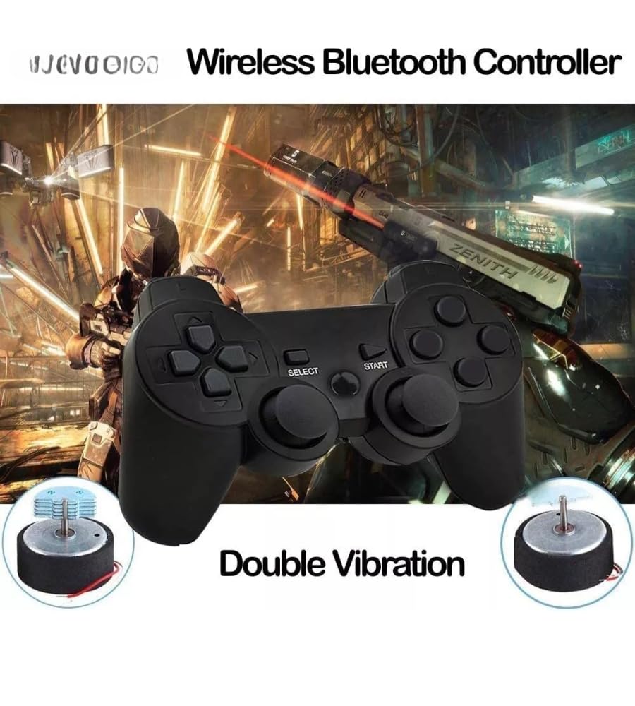Generico Coppia Controller, 2 Joypad Senza Filo Wireless, Compatibile PC Plays. 3, Gamepad Analogico D. Shock Vibrazione, Coppia Pad Nero