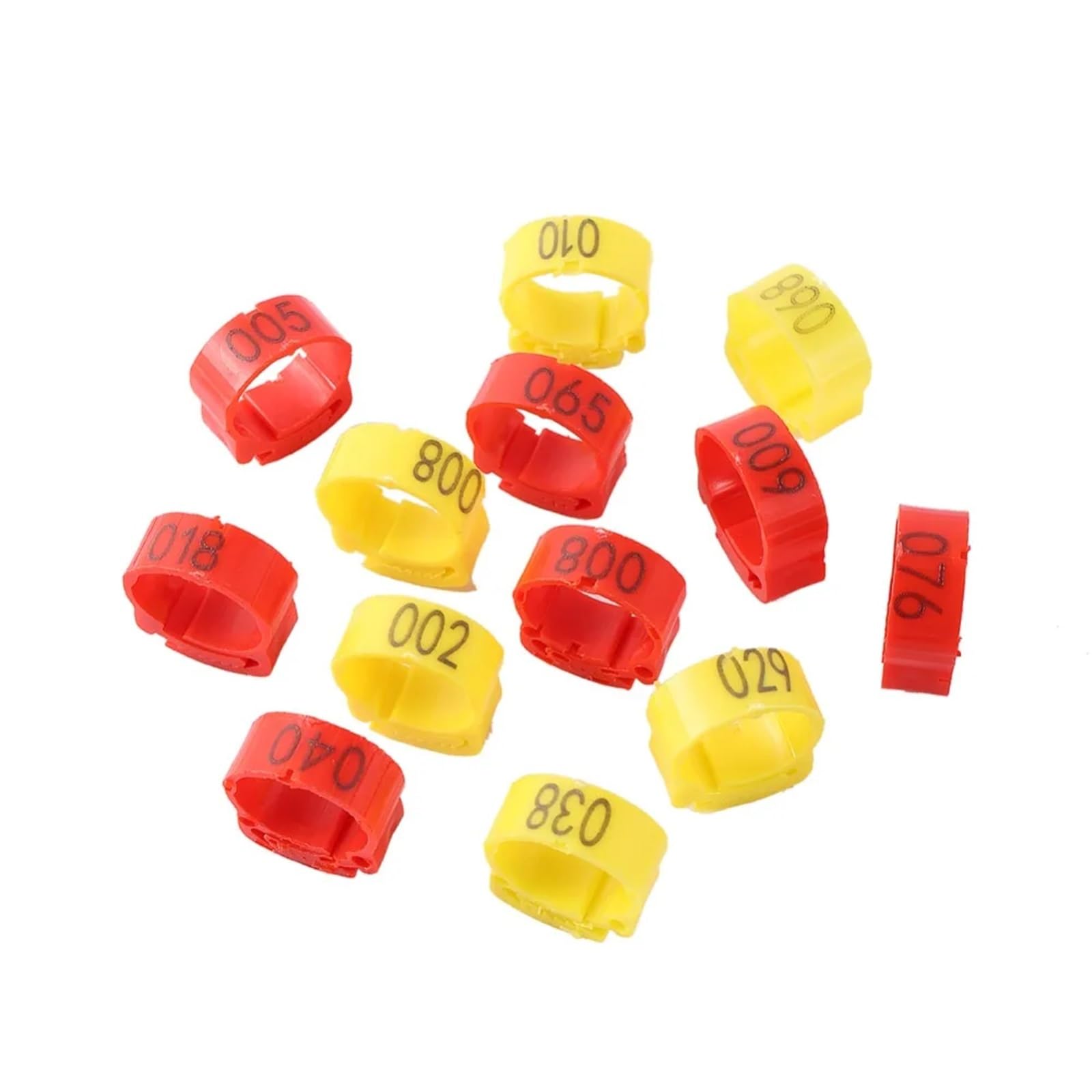 Bague Poule Lot de 100 anneaux for pattes de poulet, taille réglable, étiquette numérique, 6 couleurs, en plastique, for poussins, canards, oies, équipement agricole(Yellow)