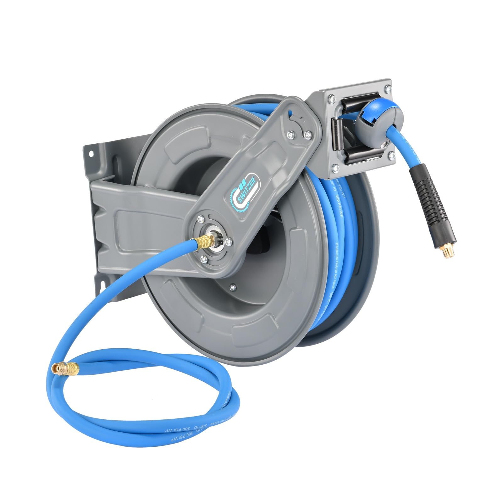 Wolf 15m Retractable Air Hose Reel Wall Mounted Auto Rewind Compressor Hose